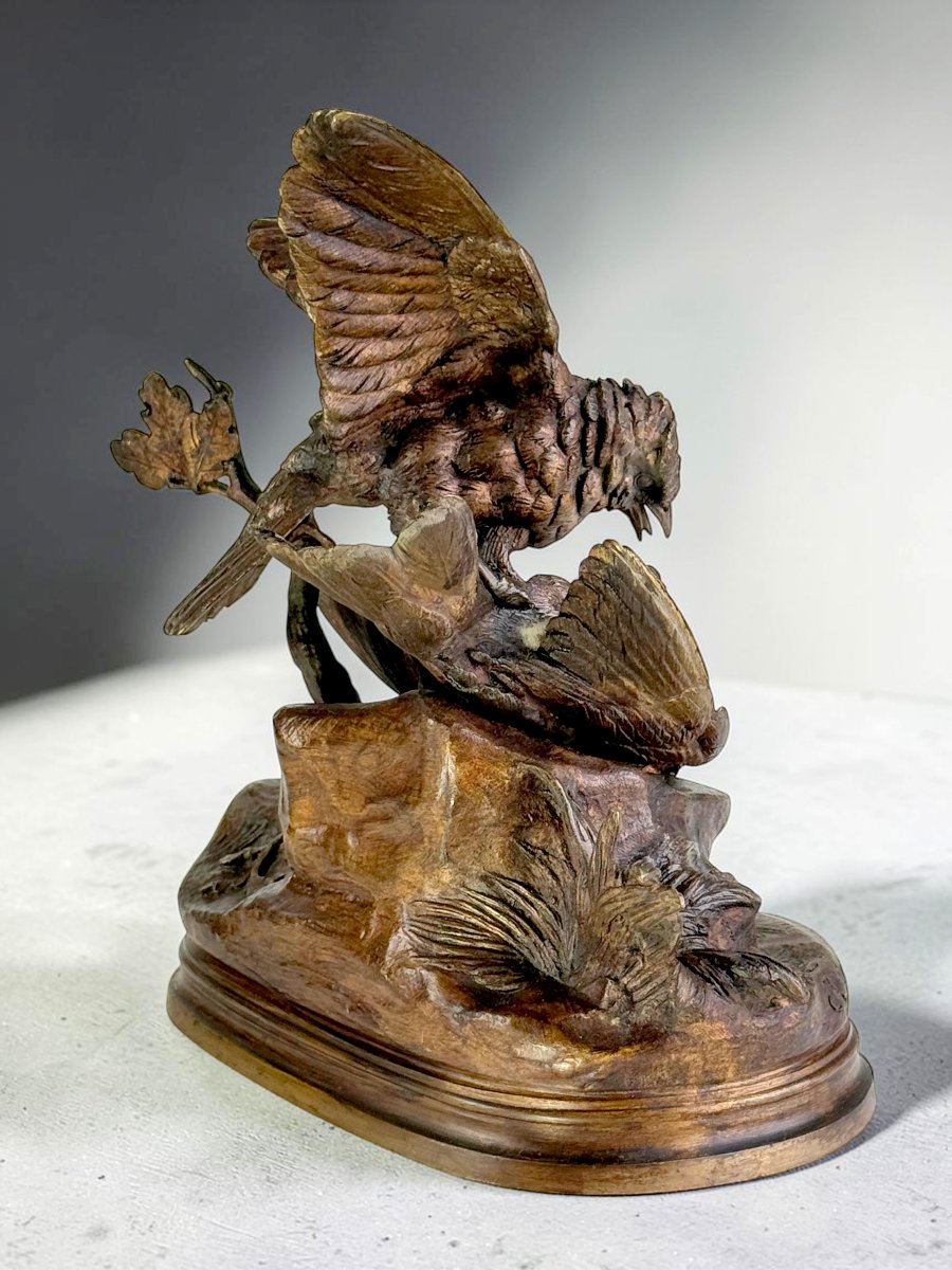 BRONZE DE JULES MOIGNIEZ 1835–1894 " COMBAT DE 2 MOINEAUX MODELE DE 1867-photo-7