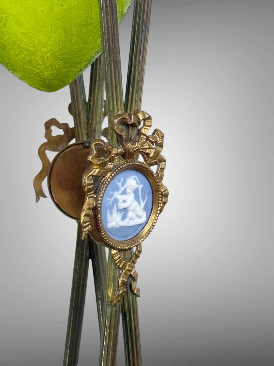 Large 19th-century Kerosene Lamp—baccarat Glass / Gilded Bronze / Cameos-photo-1