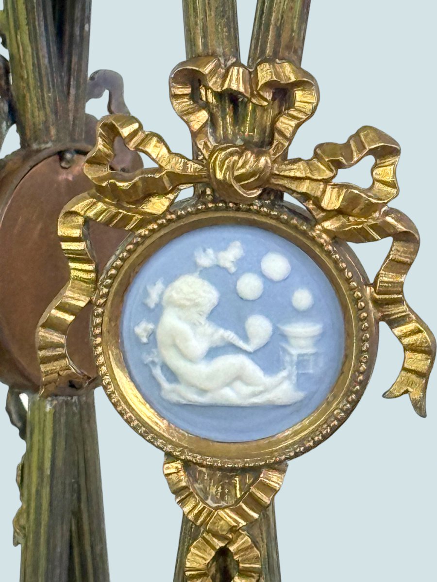Large 19th-century Kerosene Lamp—baccarat Glass / Gilded Bronze / Cameos-photo-5