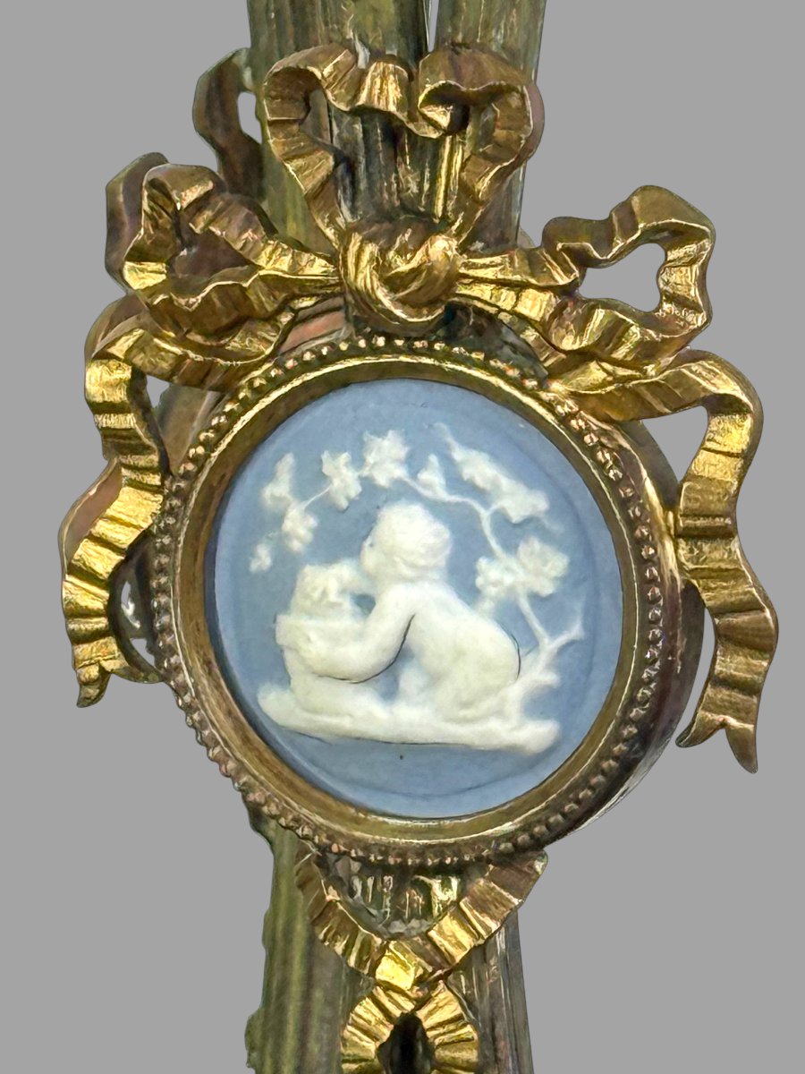 Large 19th-century Kerosene Lamp—baccarat Glass / Gilded Bronze / Cameos-photo-7