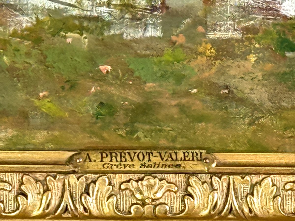 TABLEAU / HUILE SUR TOILE XIXe DE A. PREVOT .VALERI ( BERGERE ET SON TROUPEAUX-photo-4