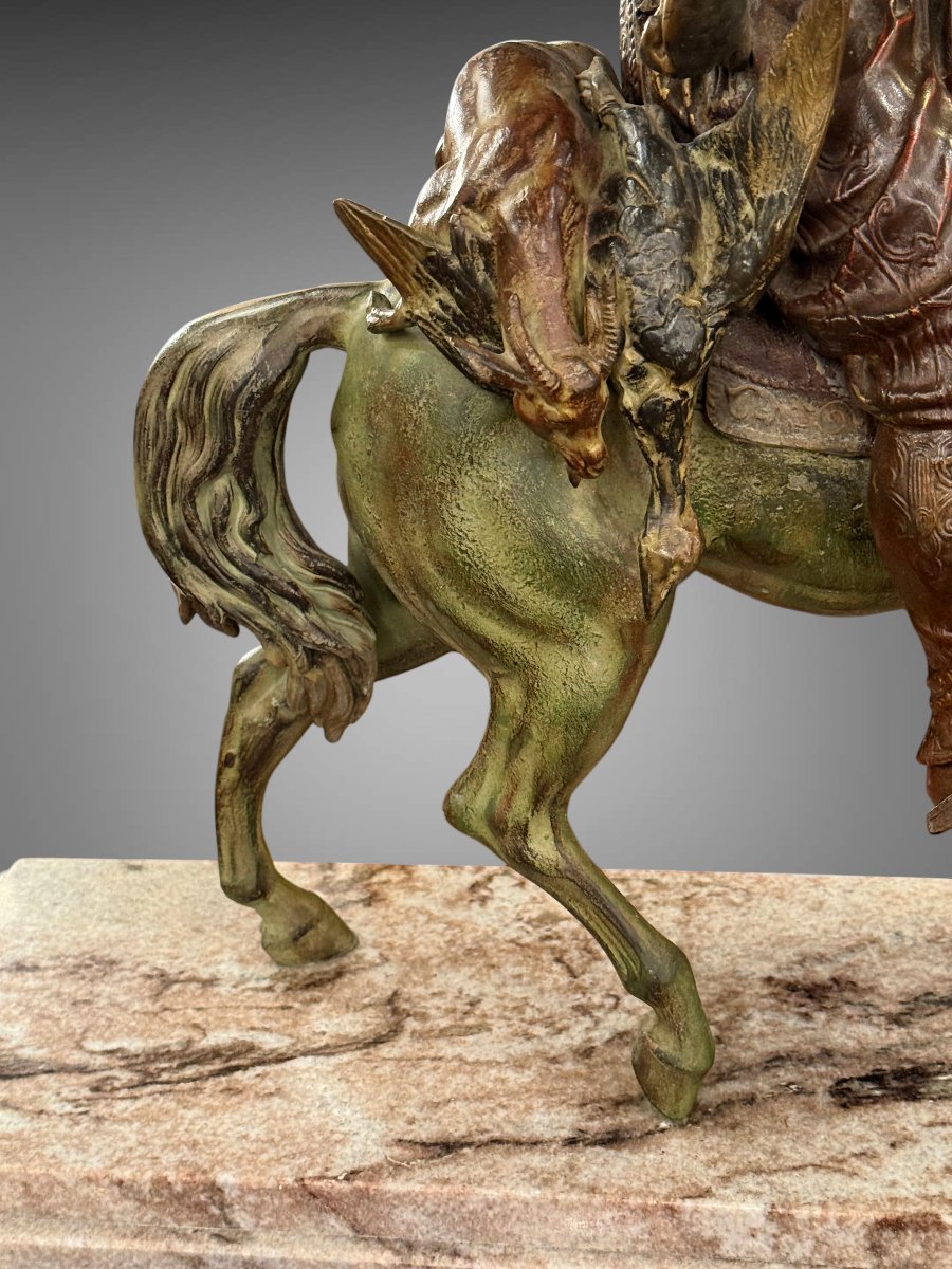 Arabian Rider Returning From The Hunt / Polychrome Sculpture / After Alfred Barye-photo-2