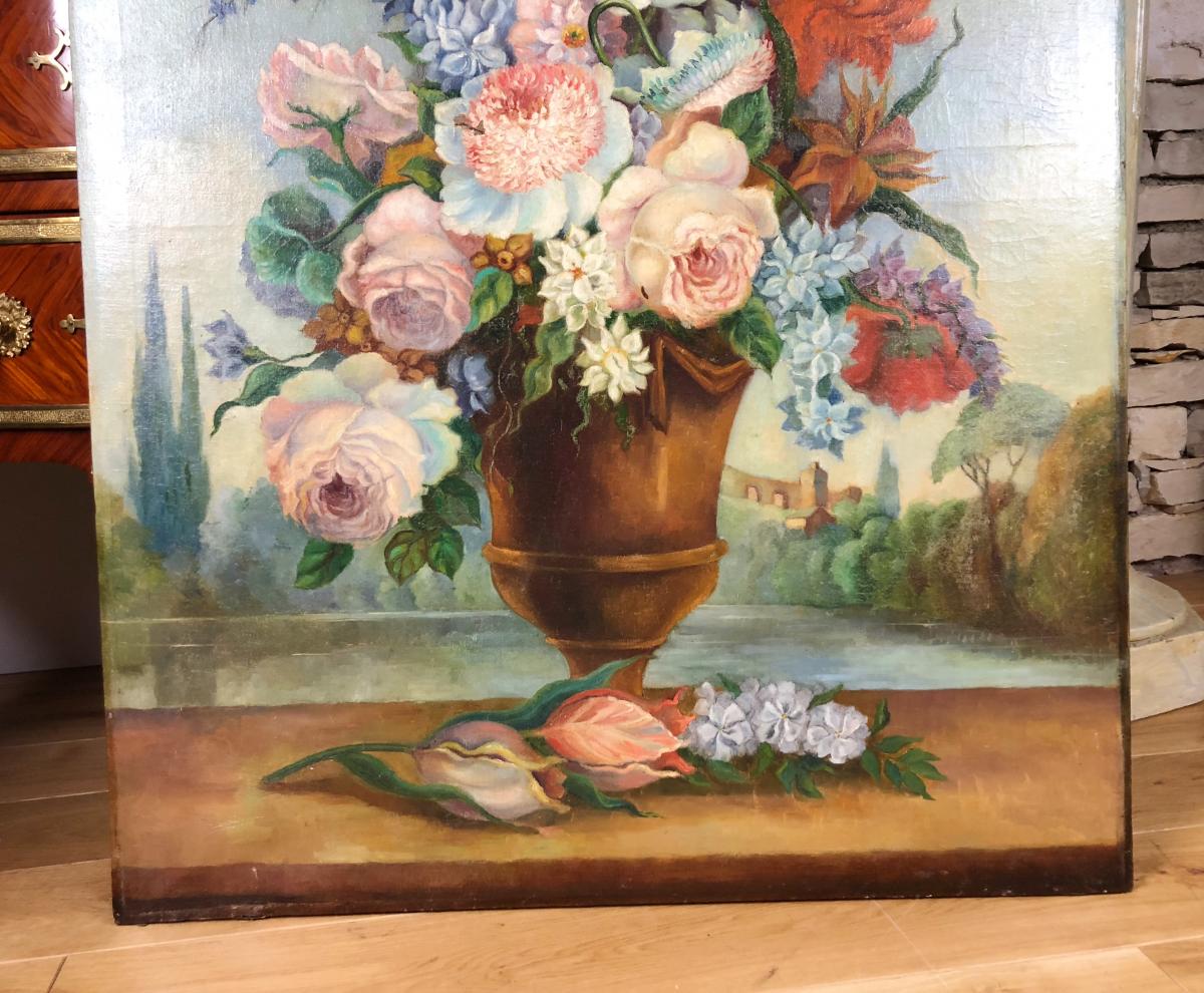 Painting Of 19 E Woodwork "bouquet Of Flowers" (large Model)-photo-3