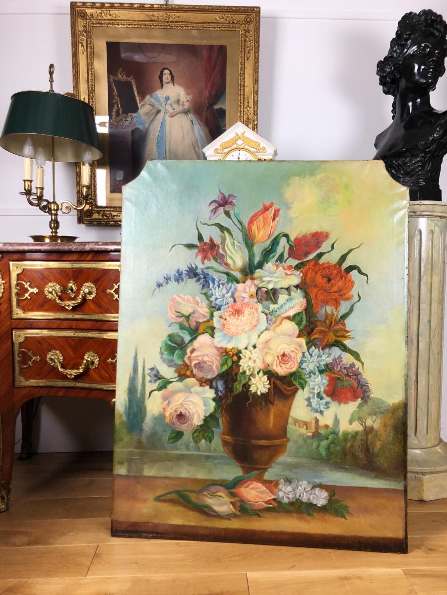 Painting Of 19 E Woodwork "bouquet Of Flowers" (large Model)-photo-2