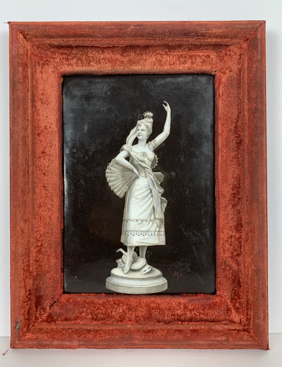 Pair Of Paintings On Porcelain Plates-photo-4
