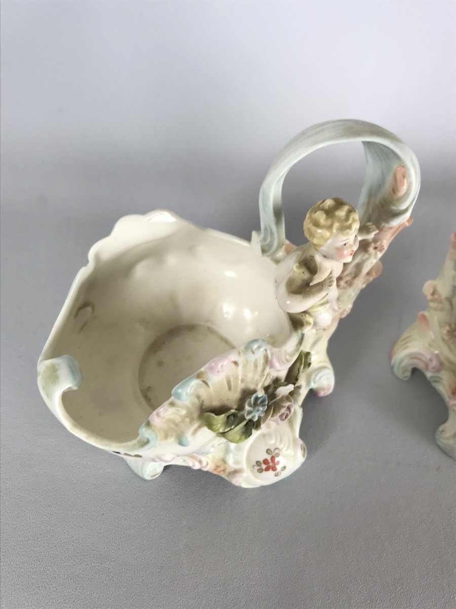 Pair Of Empty Pockets A Putti Decor From Nineteenth Porcelain-photo-6