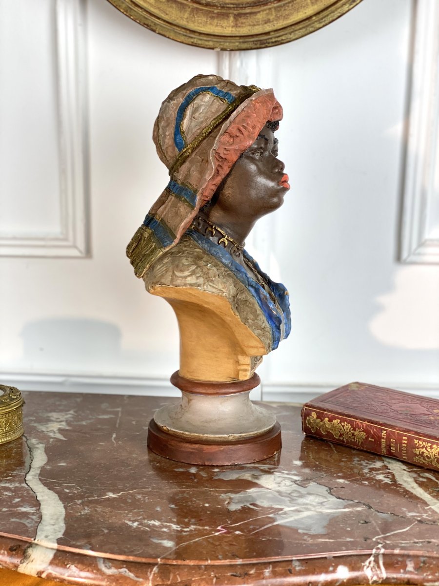 Terracotta Bust Of Arthur Goldsheider (orientalist Woman) Signed With A "g"-photo-3