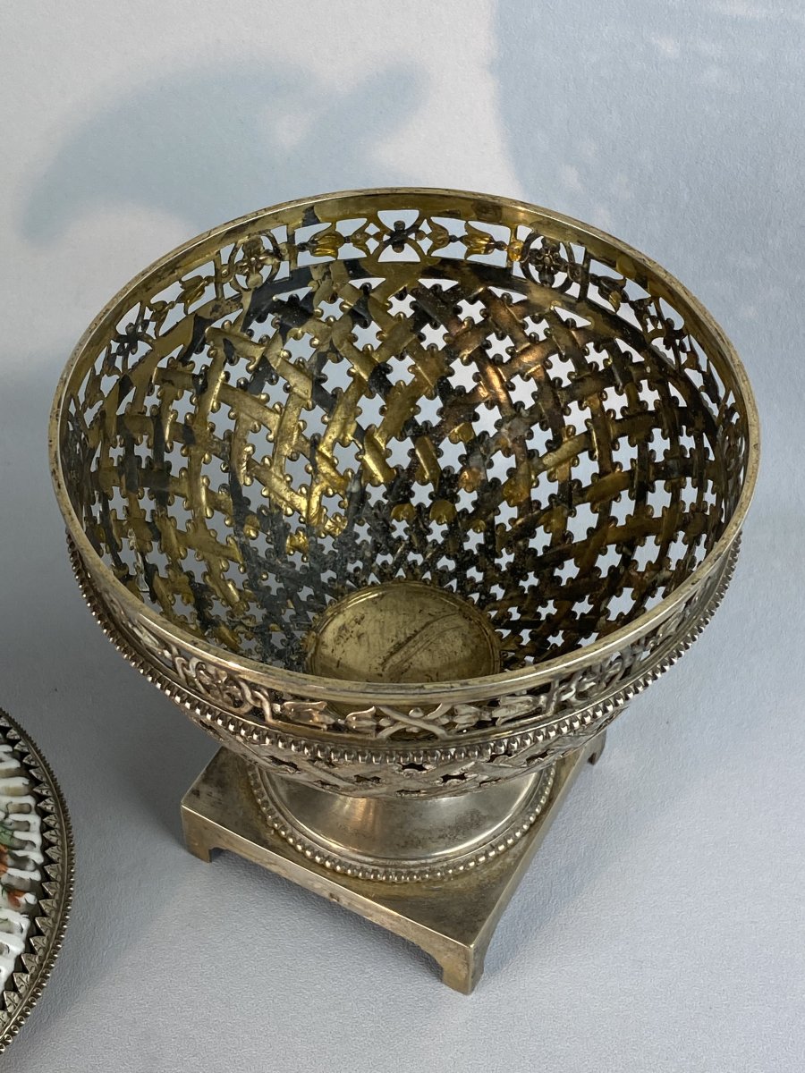 19th Century Perfume Burner In Silver Hallmark Minerva With Porcelain And Silver Lid-photo-5
