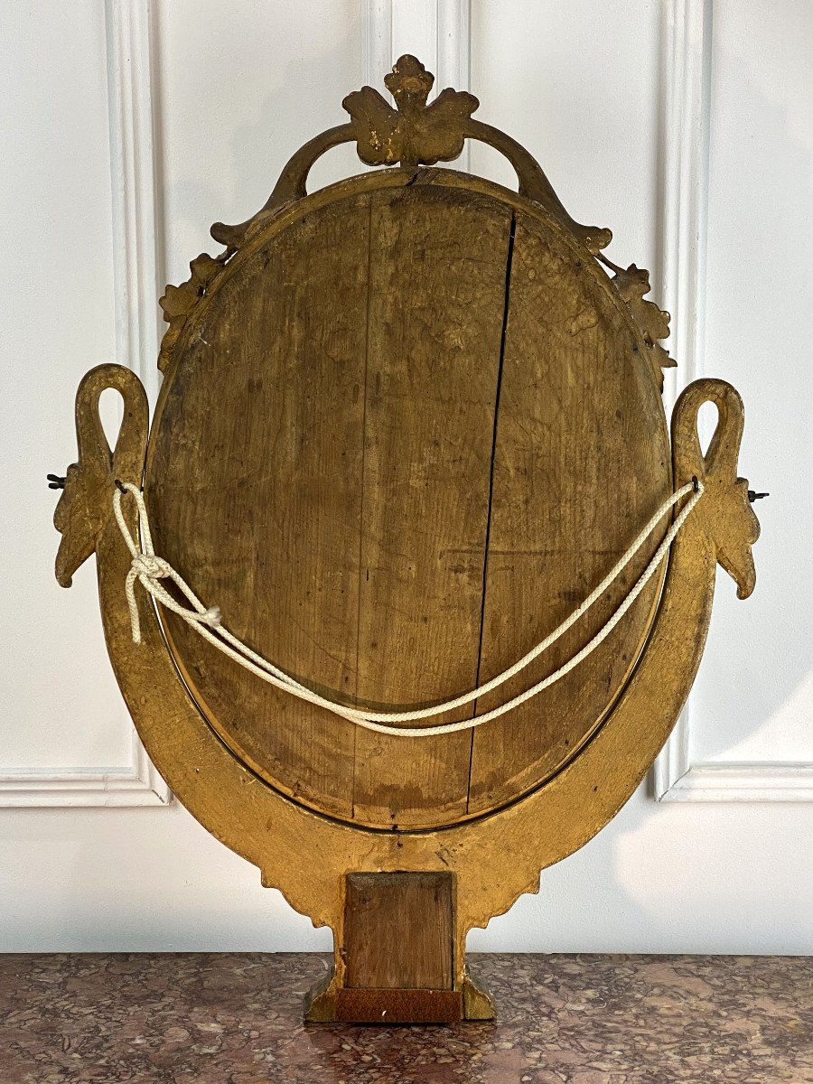 Miroir De Coiffeuse Ancien Pivotant En Bois DorÉ De Style Louis XV / epoque XIXe -photo-6