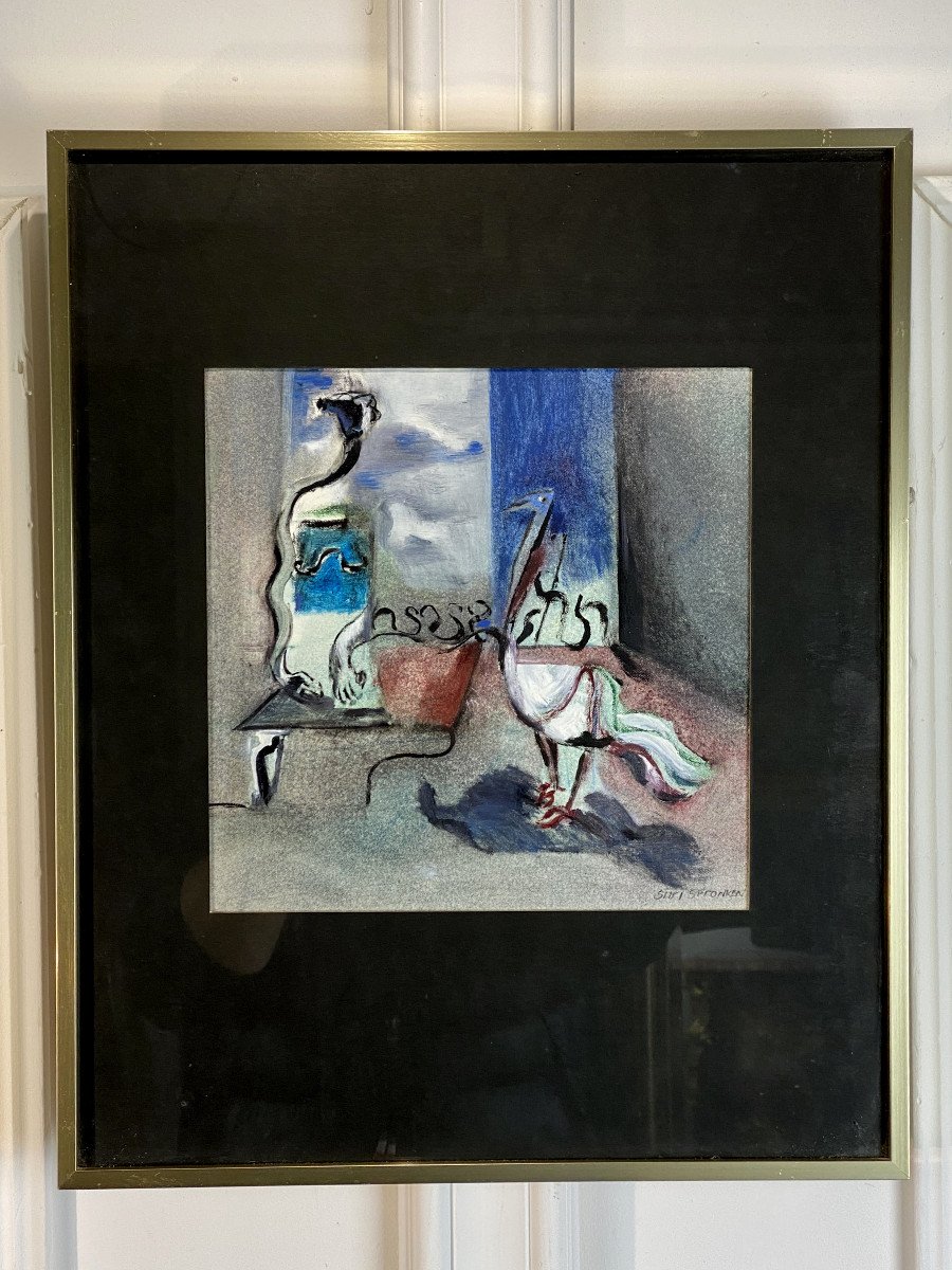 Siiri Spronken (dutch Painter) Painting On Paper Under Framed Glass-photo-3