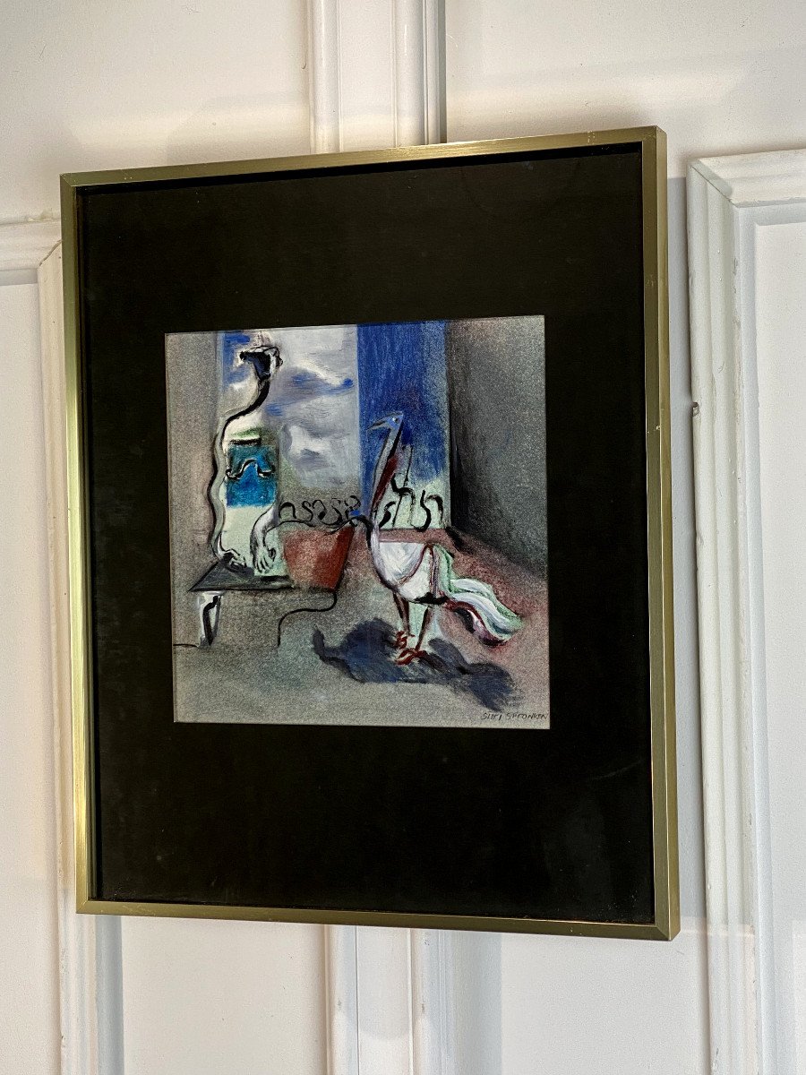 Siiri Spronken (dutch Painter) Painting On Paper Under Framed Glass