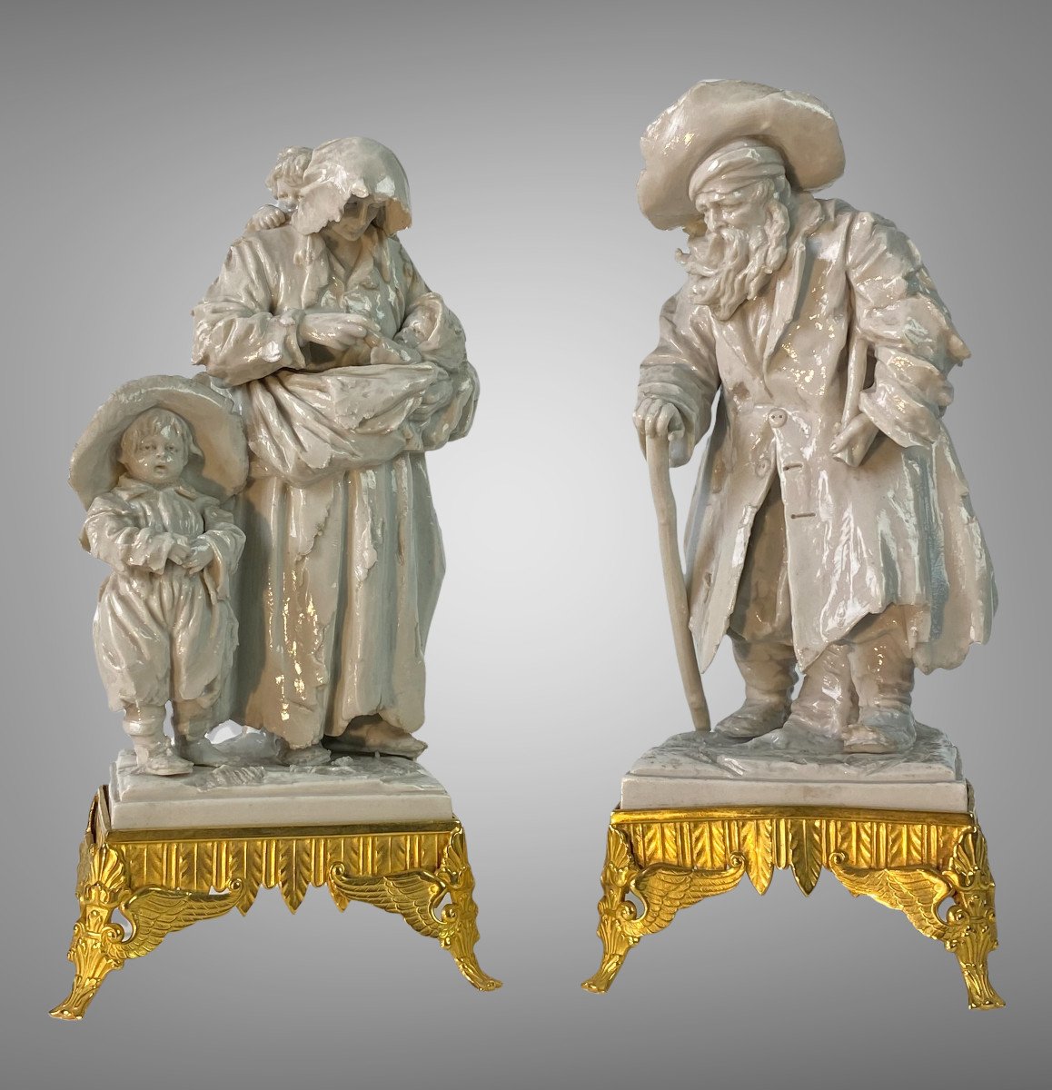 Paire De Personnages XIXe En Porcelaine De Sevres Avec Monture En Bronze DorÉ -photo-2