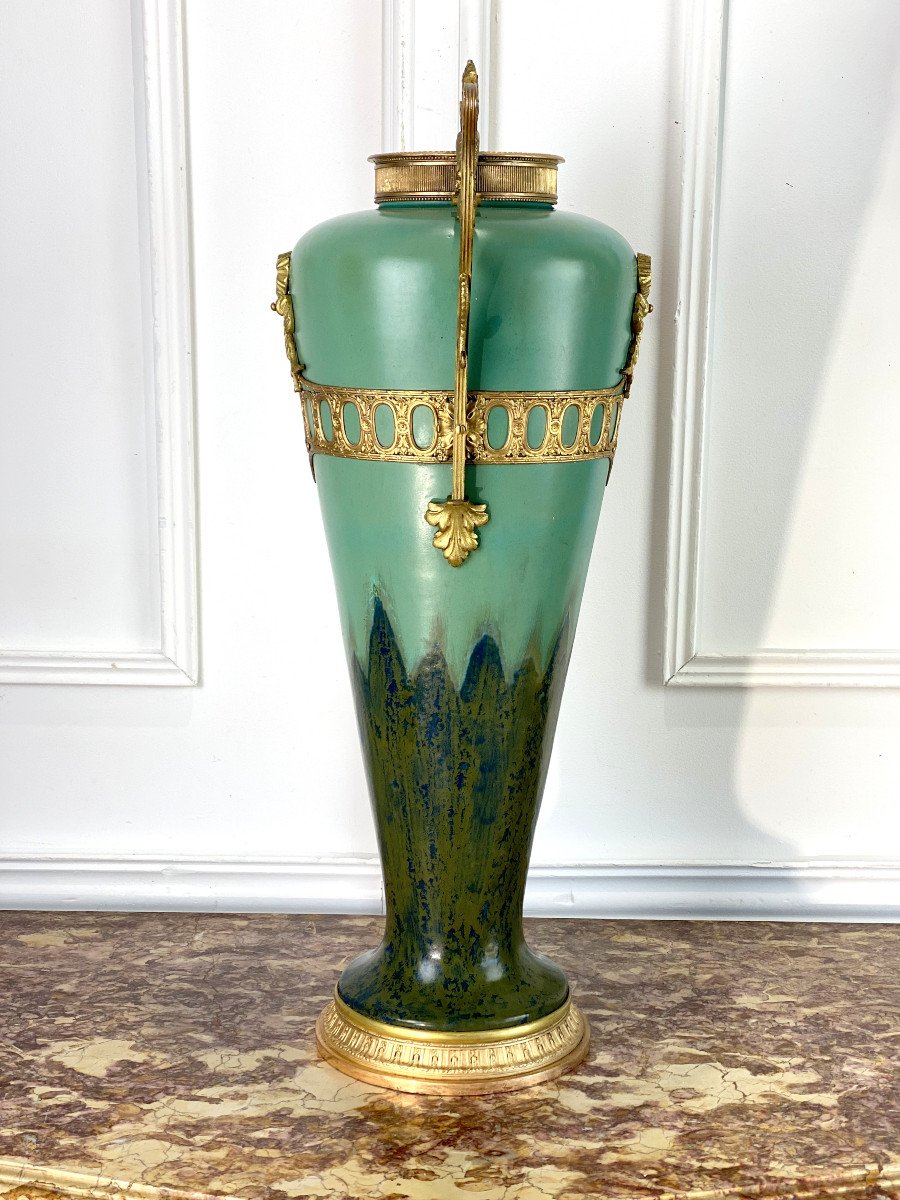 Vase En Ceramique Des Années 1900 Avec Monture En Bronze Dans Le Style Louis XVI-photo-6