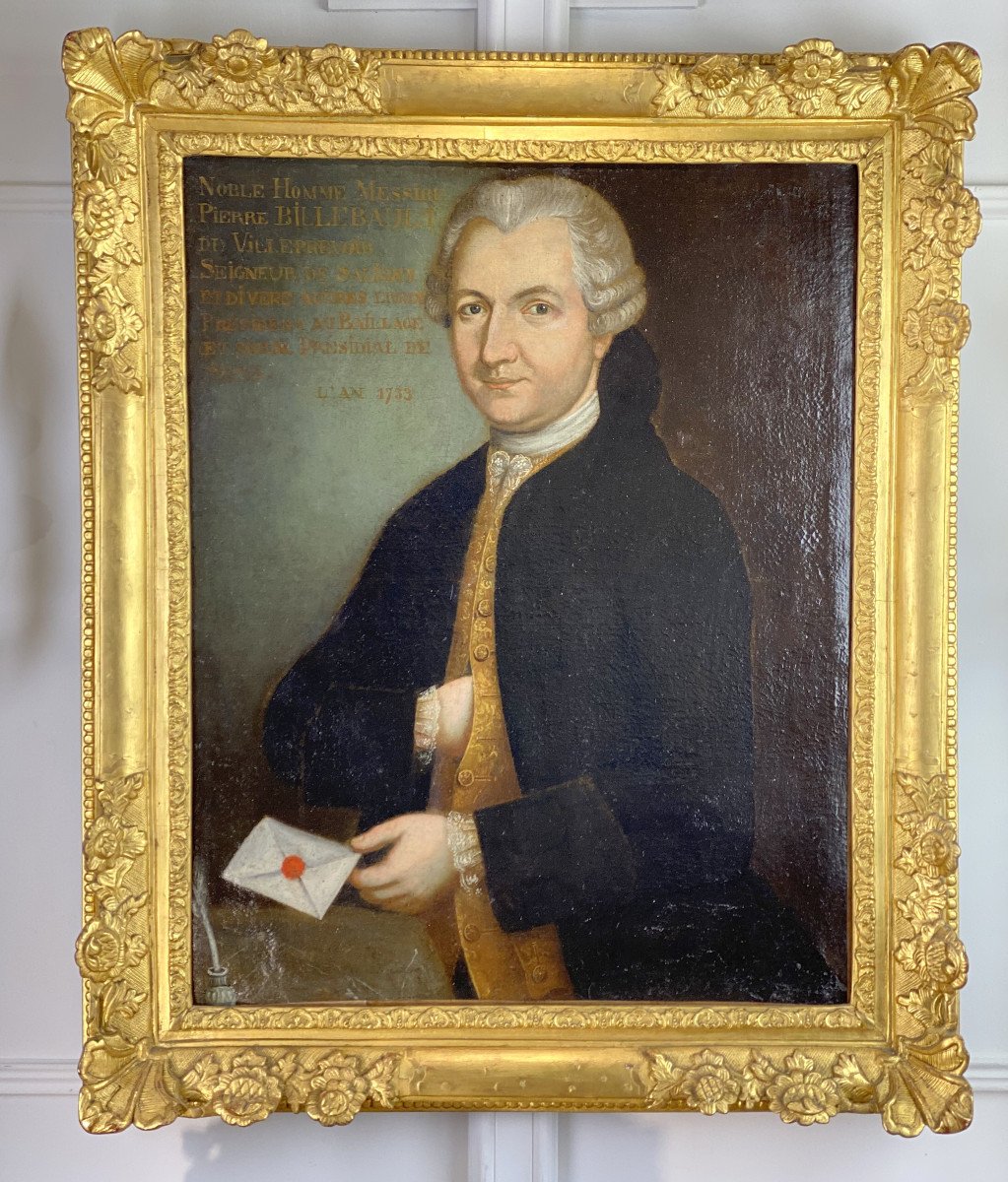 Painting / Oil On Canvas From The Eighteenth Representing A Nobleman With Period Frame-photo-4