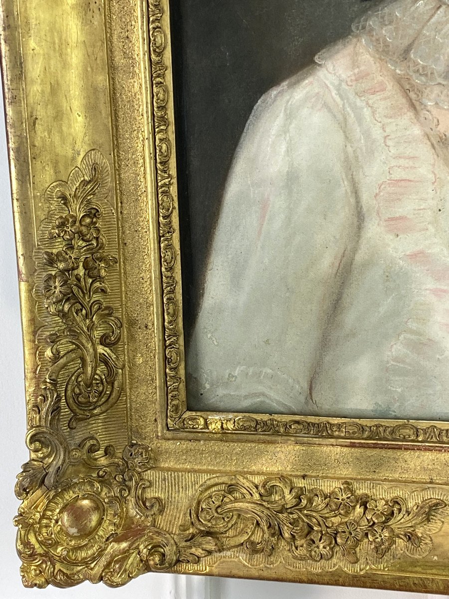 Pastel Late 18th Century Under Glass / French School / Portrait Of Woman Well Framed-photo-7