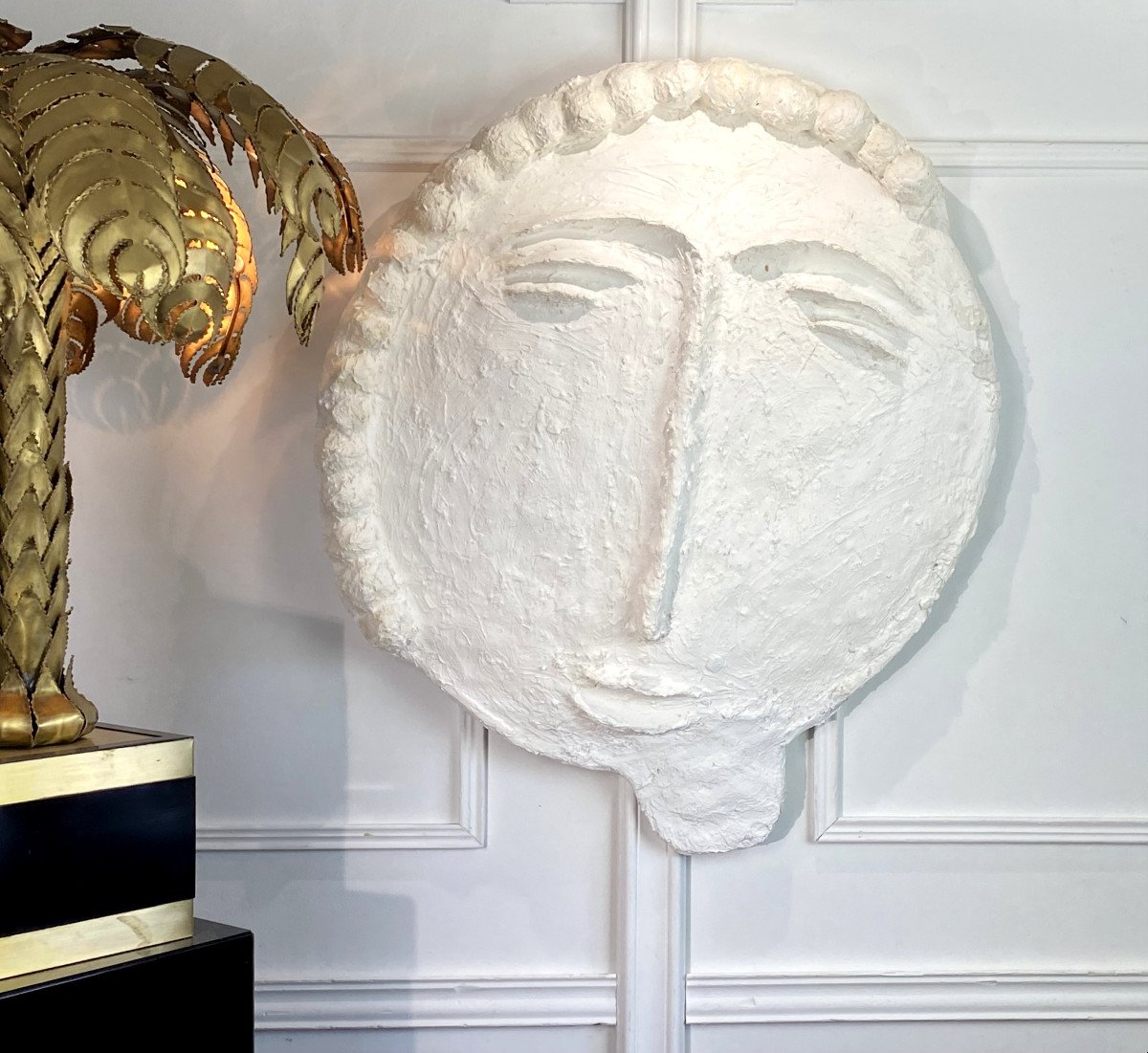 Stucco Sculpture Of "philippe Valentin" The Moon In The Spirit Of Jean Cocteau-photo-2