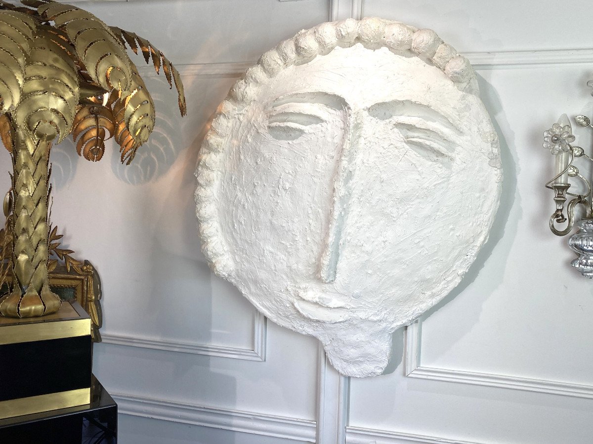 Stucco Sculpture Of "philippe Valentin" The Moon In The Spirit Of Jean Cocteau-photo-3