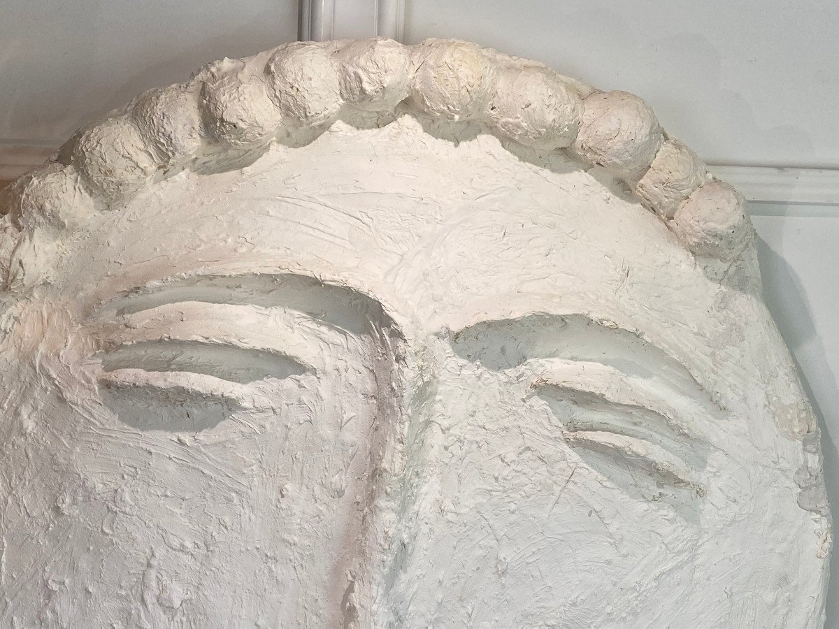 Stucco Sculpture Of "philippe Valentin" The Moon In The Spirit Of Jean Cocteau-photo-1