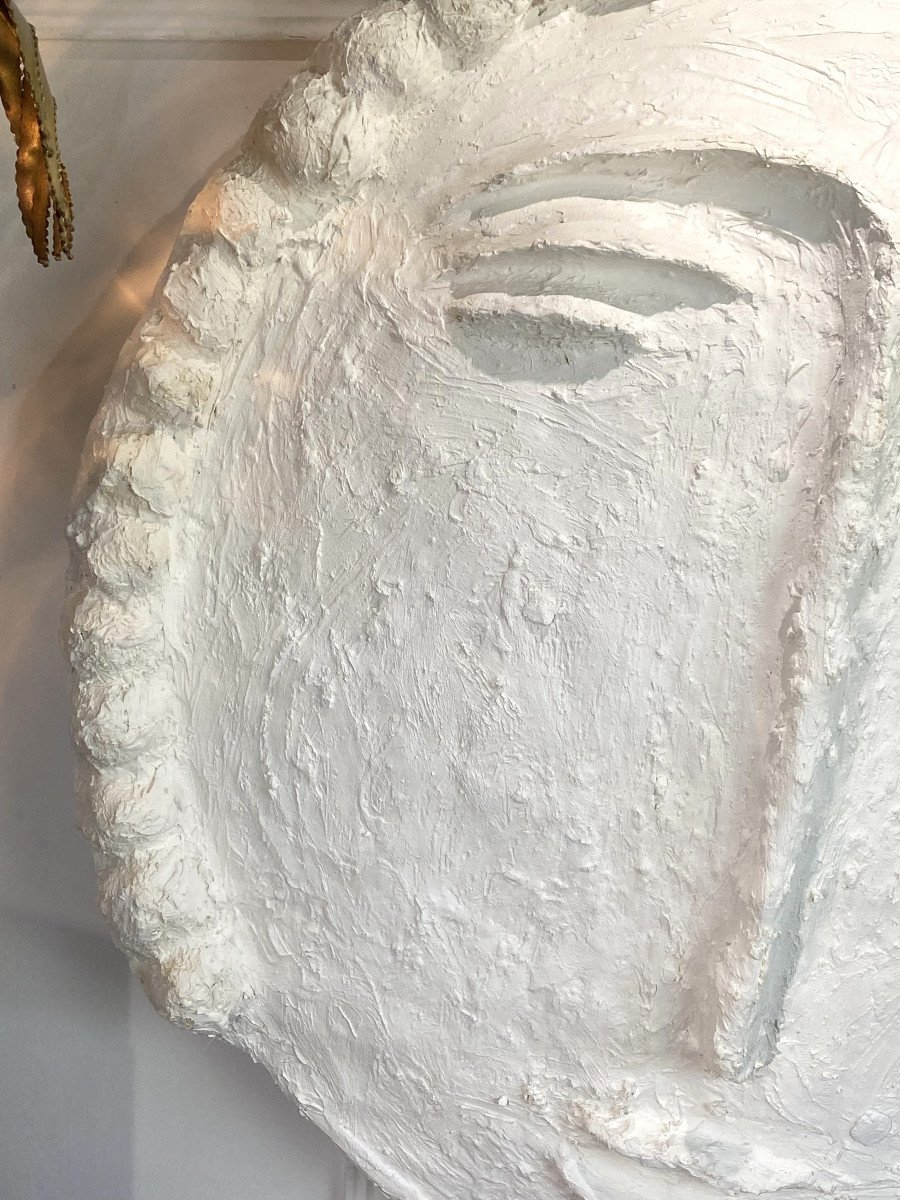 Stucco Sculpture Of "philippe Valentin" The Moon In The Spirit Of Jean Cocteau-photo-4