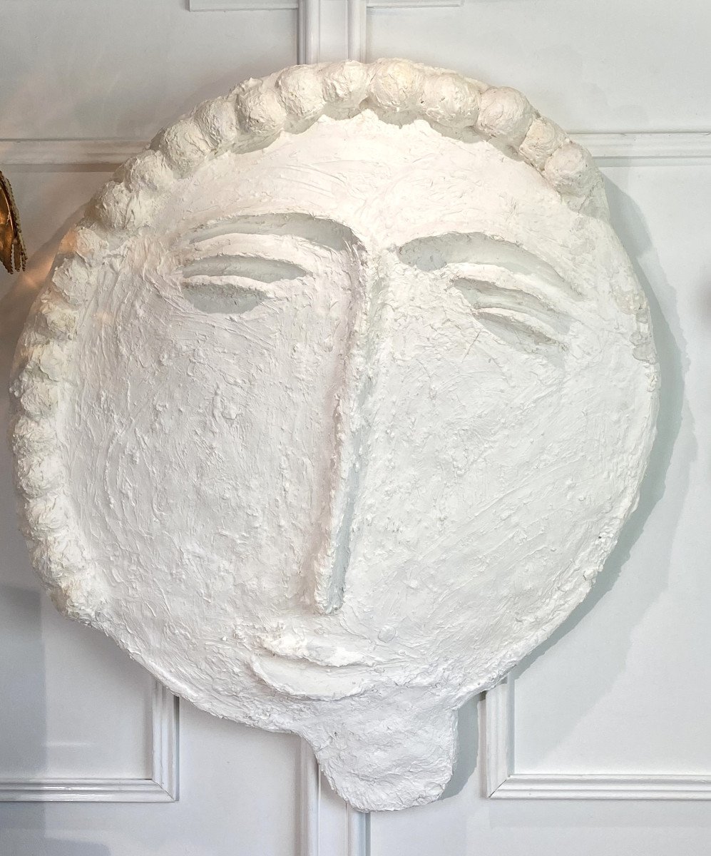 Stucco Sculpture Of "philippe Valentin" The Moon In The Spirit Of Jean Cocteau-photo-5