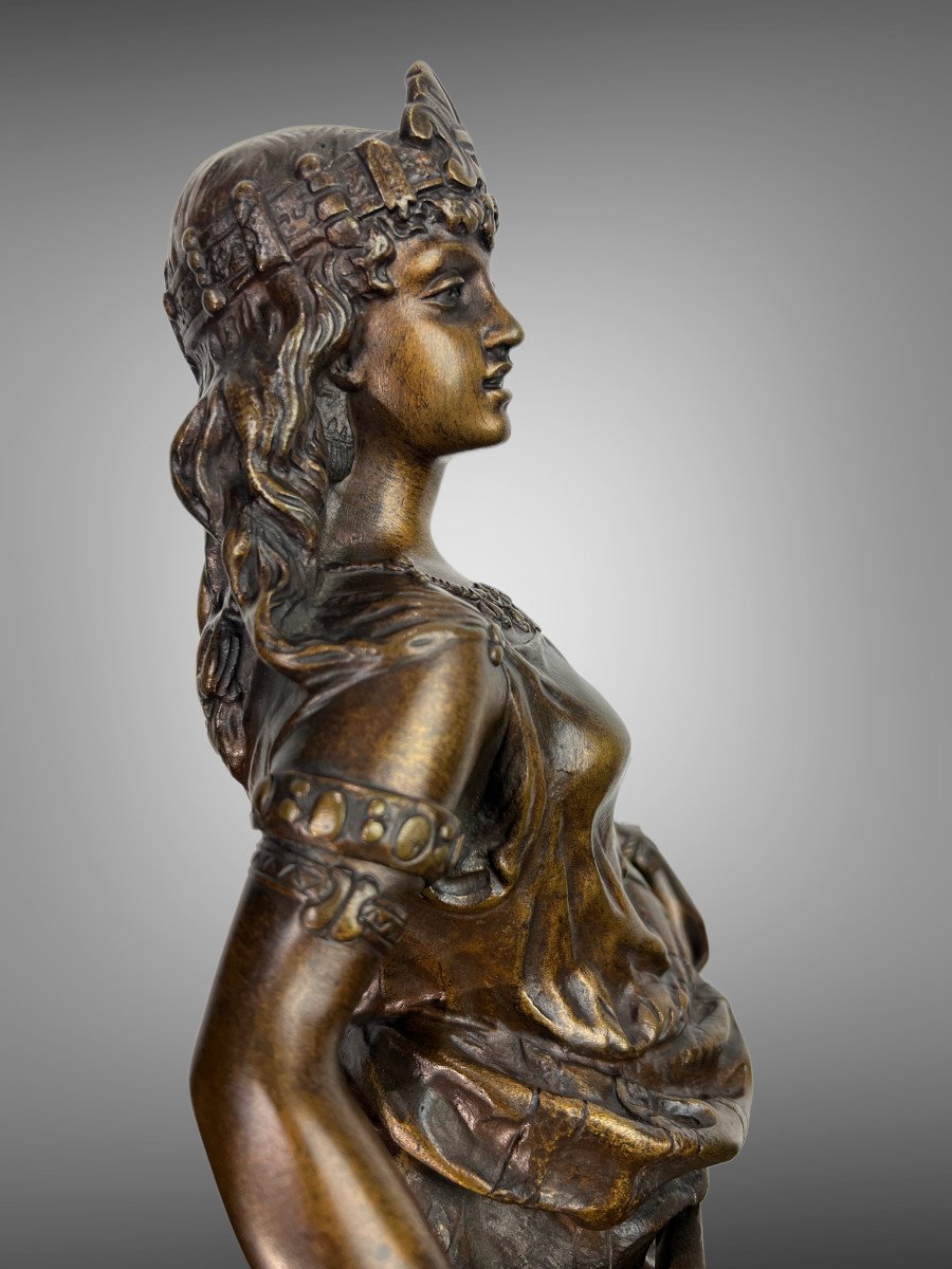 BRONZE ANCIEN PATINÉ " SALOMÉ " SIGNÉ CHARLES OCTAVE LEVY 1820 / 1899 "  DE 55 CM-photo-1