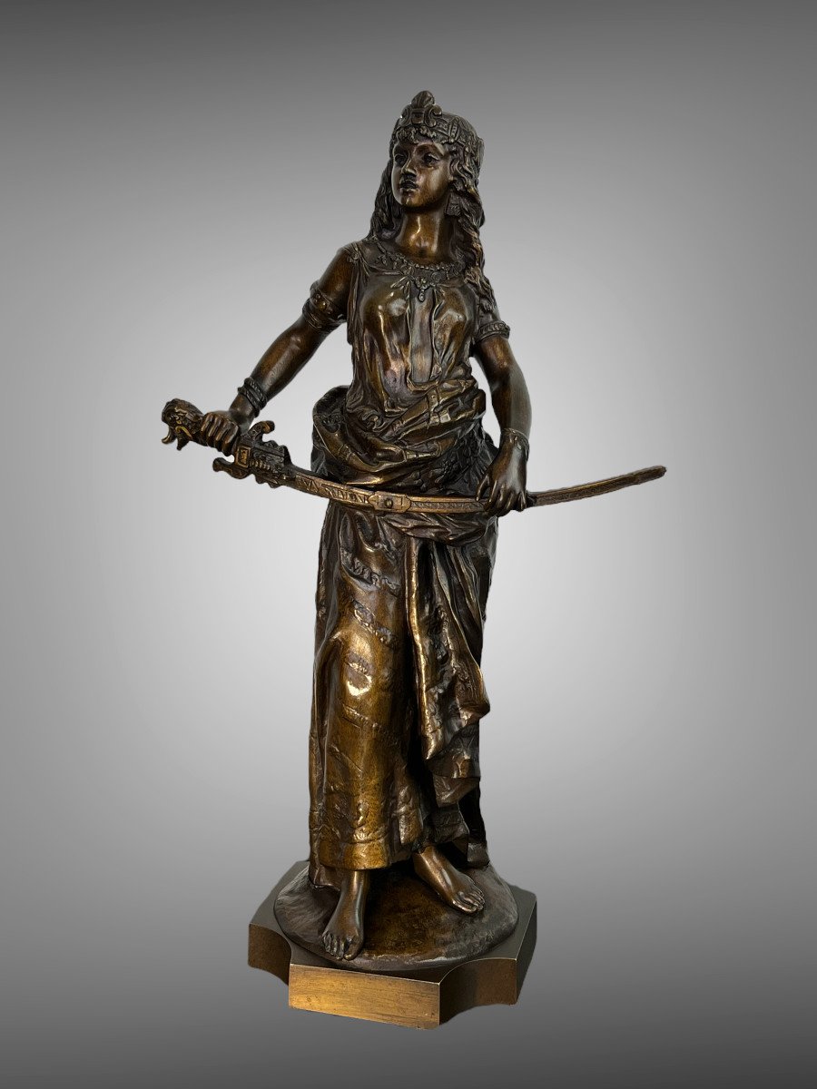 BRONZE ANCIEN PATINÉ " SALOMÉ " SIGNÉ CHARLES OCTAVE LEVY 1820 / 1899 "  DE 55 CM