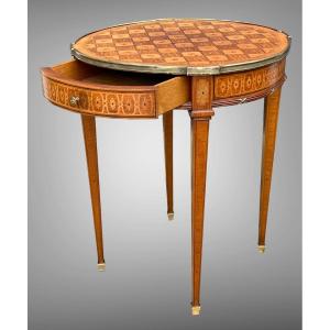 Salon Pedestal Stamped In Marquetry Decorated With Gilt Bronze Louis XVI Style