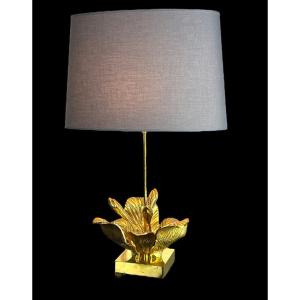Charles Lamp (unsigned) In Gilt Bronze From The 70s Decorated With Foliage