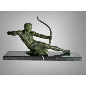 Sculpture En Bronze Signée De Salvator .Melanie " l'Archer " époque Art Deco