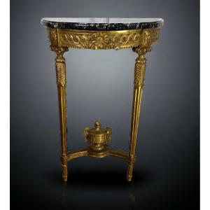 18th Century Provincial Wall Console Louis XVI Period In Gilded Carved Wood