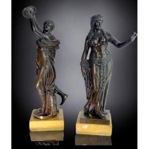 Paire De Danseuses Orientale En Bronze Signée J. Clesinger (1814-1883) Du XIXe
