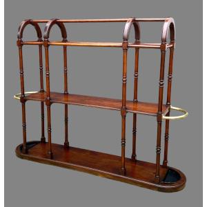 19th Century Clothes Throw In Walnut And Brass Umbrella Stand And Zing Bins