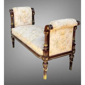 Bench / Window Seat / In Mahogany Decorated With Gilt Bronze In Louis XVI Style