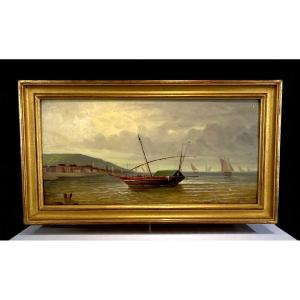Painting / Oil On Wood Panel Signed "dubois" (return To Port) Framed