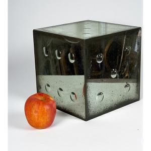 Large Aged Glass Dice From The 70s With Bubble Shaped Numbers