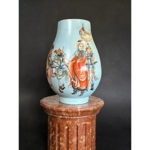 Large China Porcelain Baluster Vase With Polychrome Enameled Decoration, 39 Cm