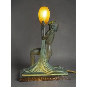Lampe Raymonde Guerbe Sculpture Signed Guerbe And Foundry Stamp Max Leverrier