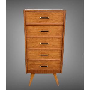 CHIFFONIER / SEMAINIER DE STYLE SCANDINAVE DES ANNÉES 50 / 60 EN BOIS CLAIR