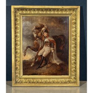 XIXth Century Tube / Oil On Panel Representing A Napoleonian Rider
