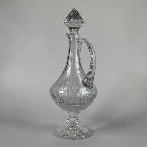 GRANDE CARAFE / AIGUIERE ANCIENNE EN CRISTAL TAILLÉ DE 43 CM DE HAUT / 2,6KG