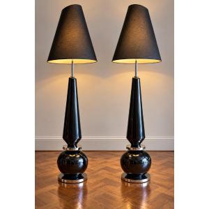 PAIRE DE GRANDE LAMPE DEPOUR HARROLDS EN CERAMIQUE DES ANNÉES 70