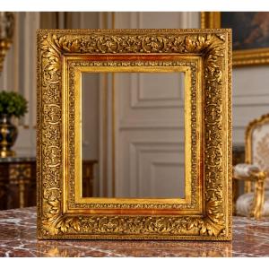 Antique Louis XIV-style Wood And Gilded Stucco Frame For A Painting, 37 Cm X 29 Cm