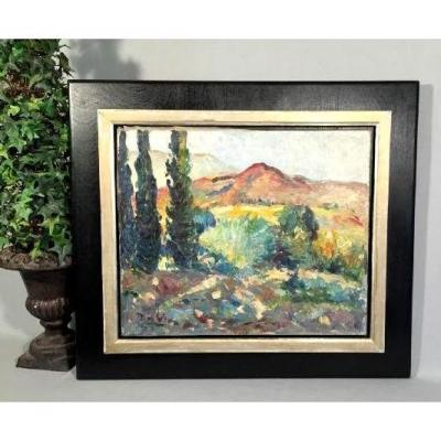 "maguy De Vion 1894/1980" Painting / Oil On Canvas (midi Landscape)