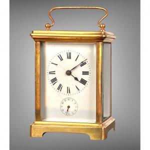 Gilt Bronze Travel Clock Enamelled Metal Dial And Arabic Numerals