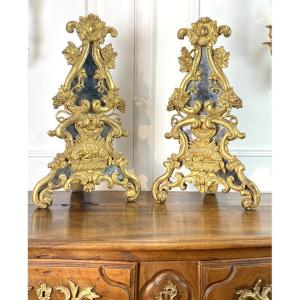 18th Century Decorative Elements In Golden Wood "representing Pascal's Lamb"