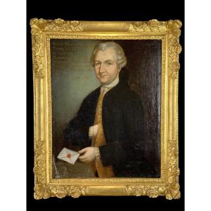 Painting / Oil On Canvas From The Eighteenth Representing A Nobleman With Period Frame