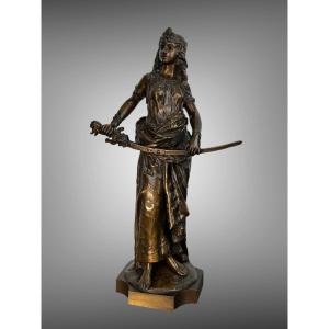 Old Patina Bronze "salome" Signed Charles Octave Levy 1820/1899 "55 Cm