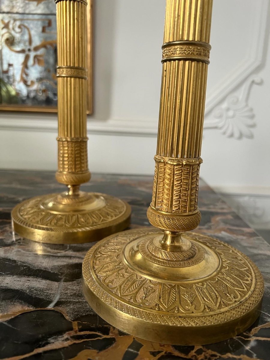 Pair Of Empire Candlesticks By Gérard Jean Galle (1788-1846)-photo-2