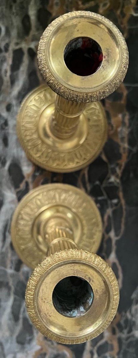 Pair Of Empire Candlesticks By Gérard Jean Galle (1788-1846)-photo-4