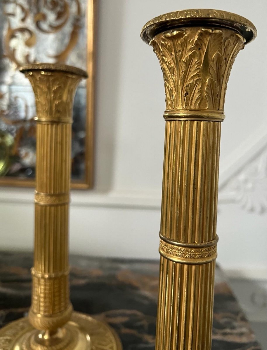 Pair Of Empire Candlesticks By Gérard Jean Galle (1788-1846)-photo-3